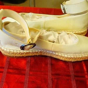 Ivory espadrilles with ankle strap